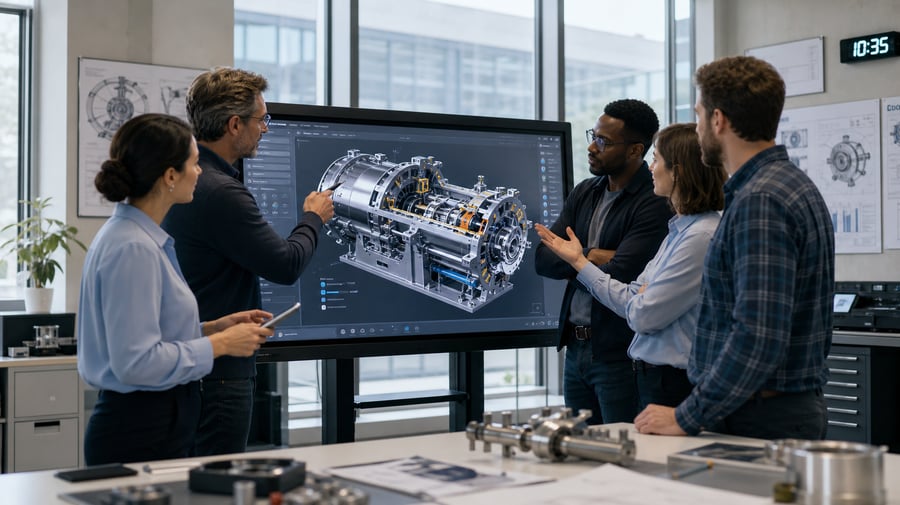 HighTech Workspace with Interactive 3D Machinery Model